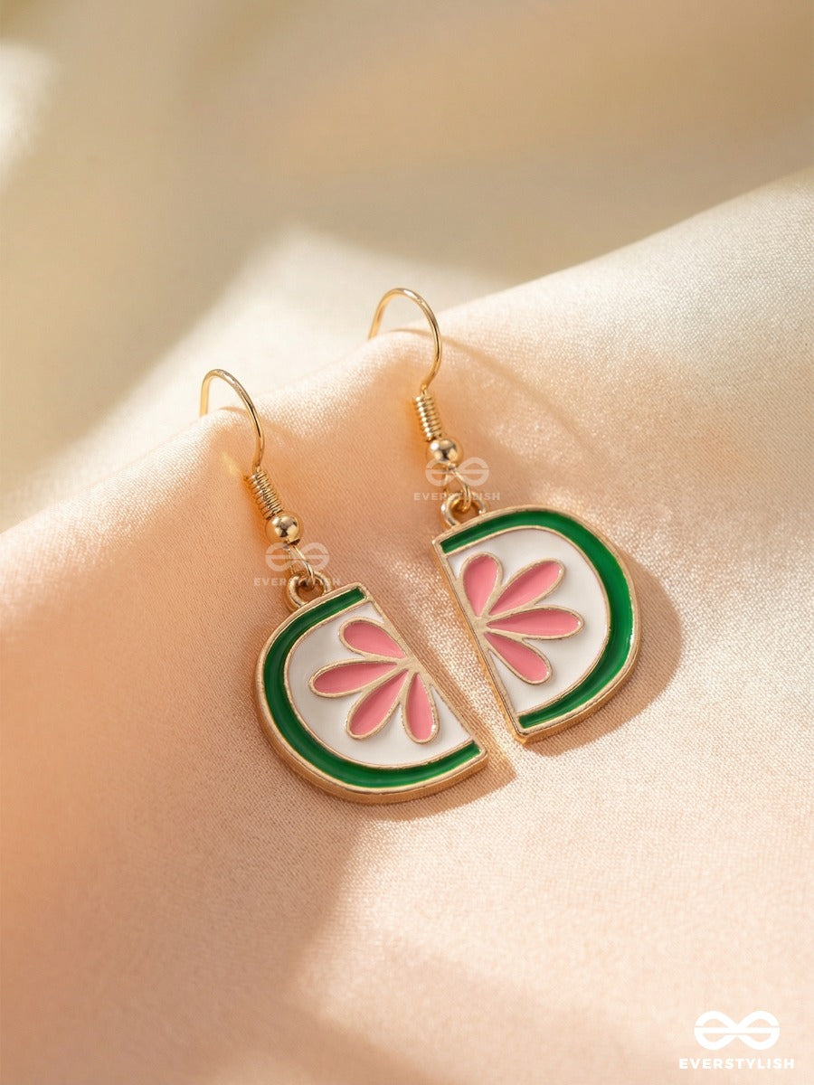 Tropical Twist - Green And Pink Enamel Earrings