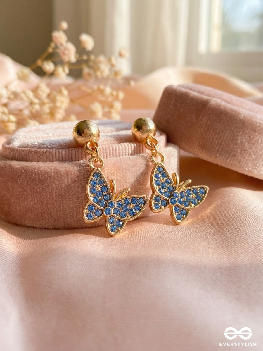 Butterfly Blues - Trendy Blue Stone Drop Earrings