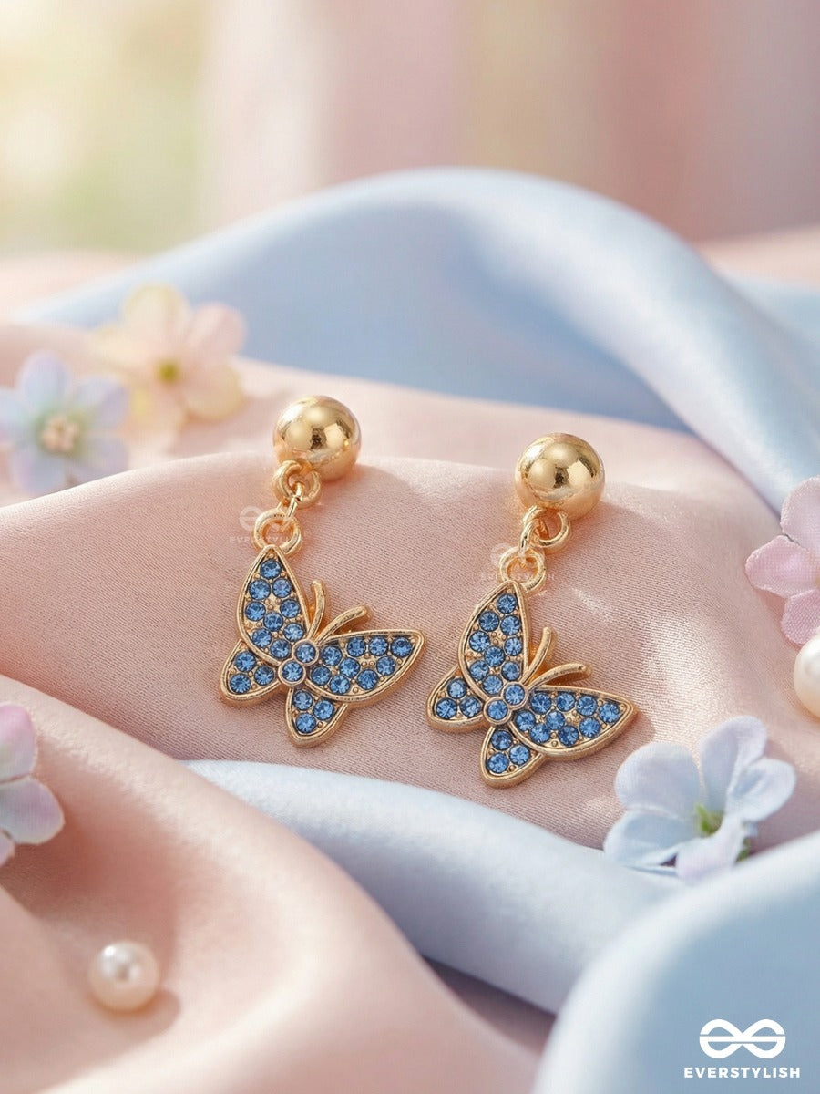 Butterfly Blues - Trendy Blue Stone Drop Earrings