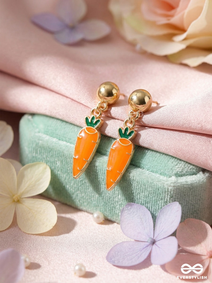Carrot Craze - Quirky Orange Enamelled Drop Earrings