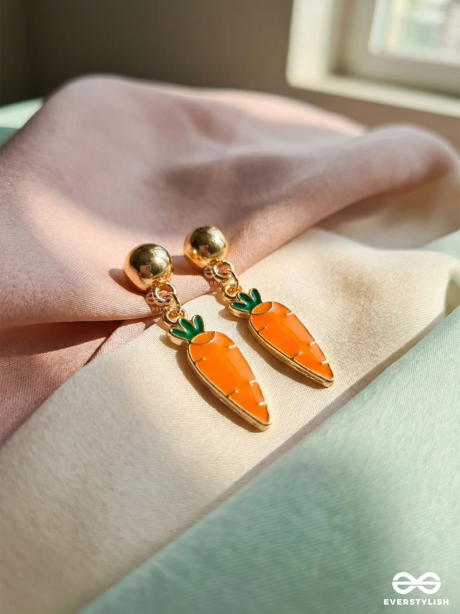 Carrot Craze - Quirky Orange Enamelled Drop Earrings