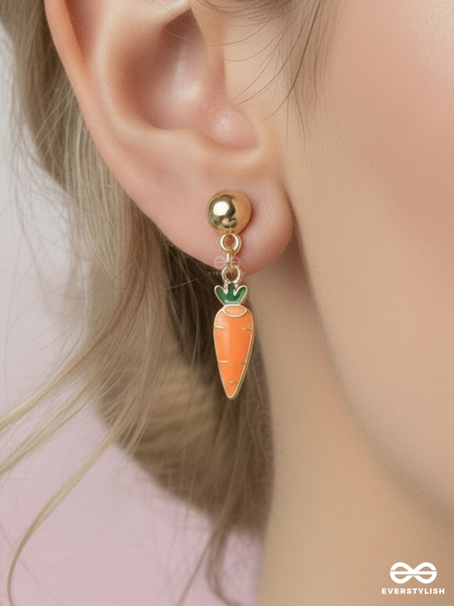 Carrot Craze - Quirky Orange Enamelled Drop Earrings