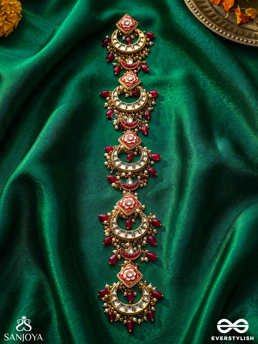 Keshashringa - Parandi Hair Crest - Ornamental Hair Accessory With Connected Motifs And Dangling Accents