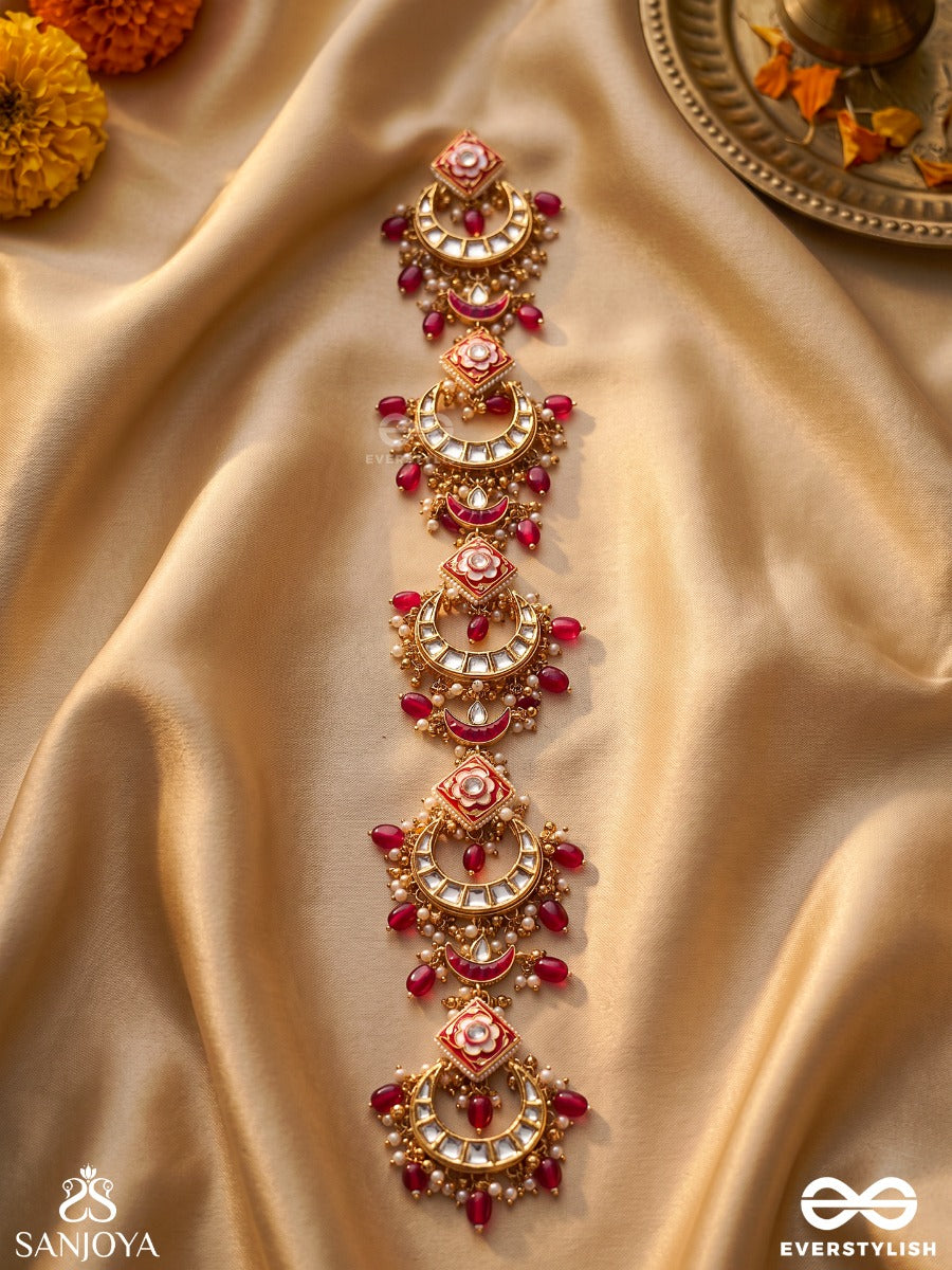 Keshashringa - Parandi Hair Crest - Ornamental Hair Accessory With Connected Motifs And Dangling Accents
