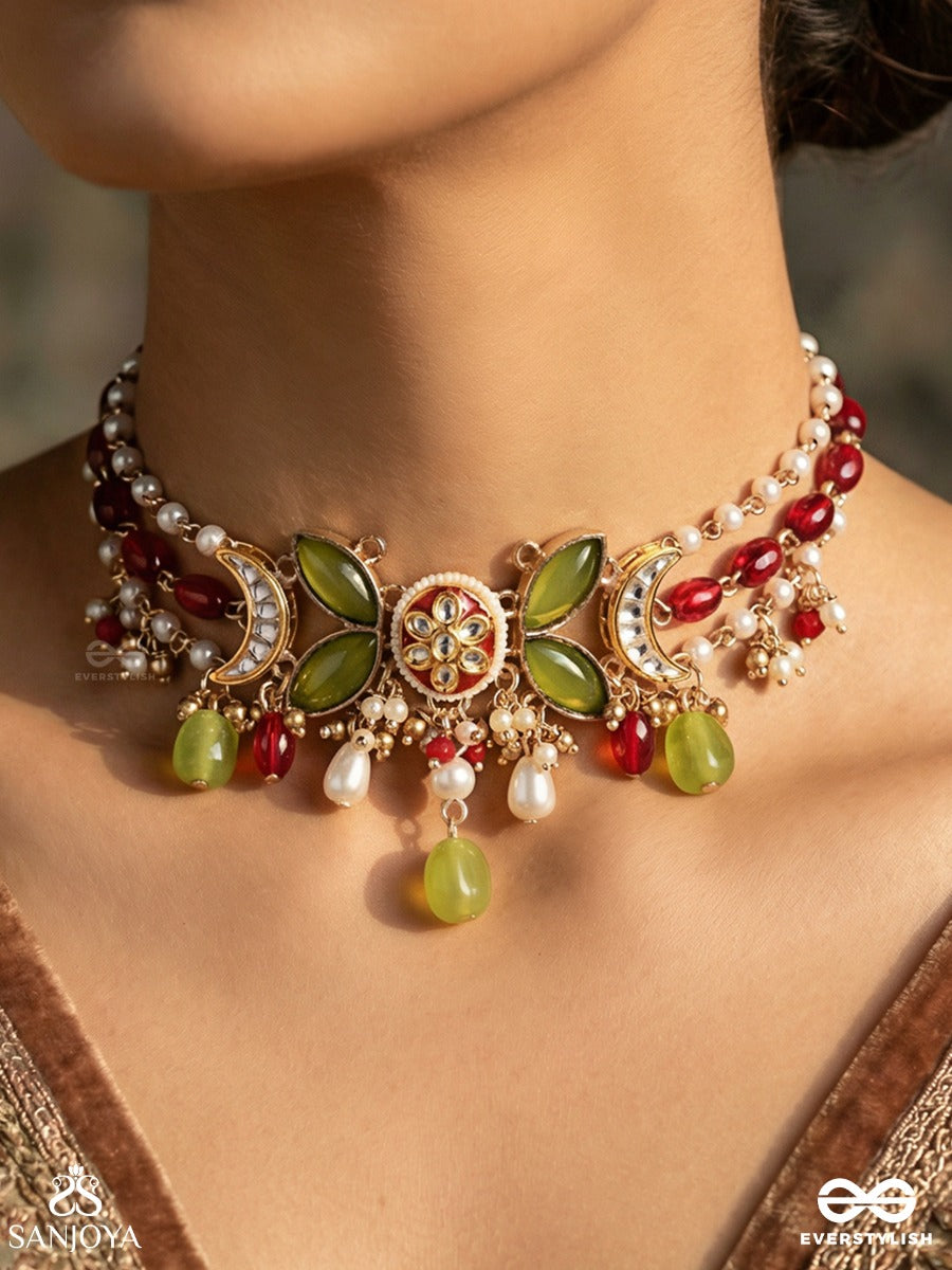 Gaurisha - Sacred Grace - Elegant Necklace With Structured Form And Cascade Details