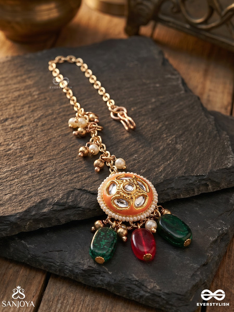 Rangkusuma - Bloom Of Colors- Vibrant Kundan Maangtika With Beads, Pearls And Enamelling