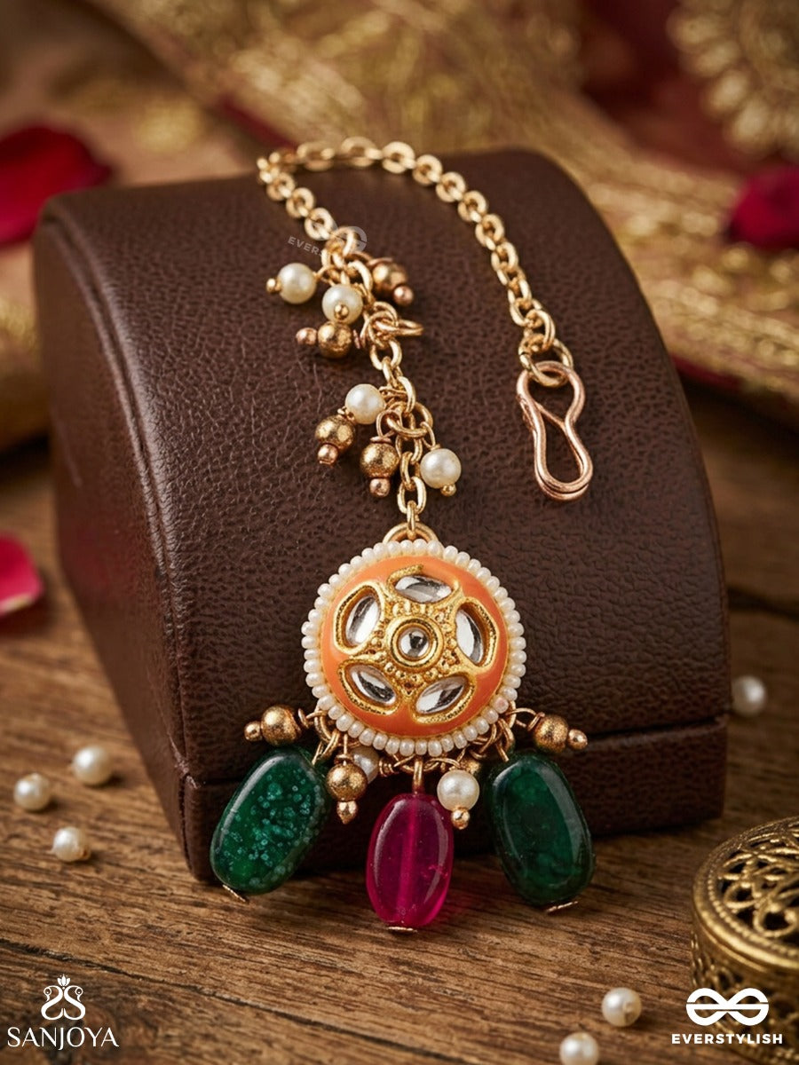Rangkusuma - Bloom Of Colors- Vibrant Kundan Maangtika With Beads, Pearls And Enamelling