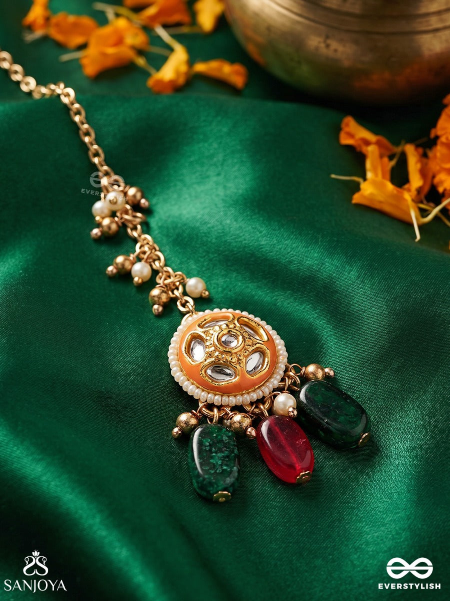 Rangkusuma - Bloom Of Colors- Vibrant Kundan Maangtika With Beads, Pearls And Enamelling