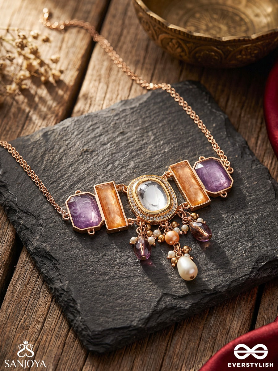 Vasundhara - Earthly Beauty- Earth-Toned Gemstone Necklace With Beads, Kundan And Pearls