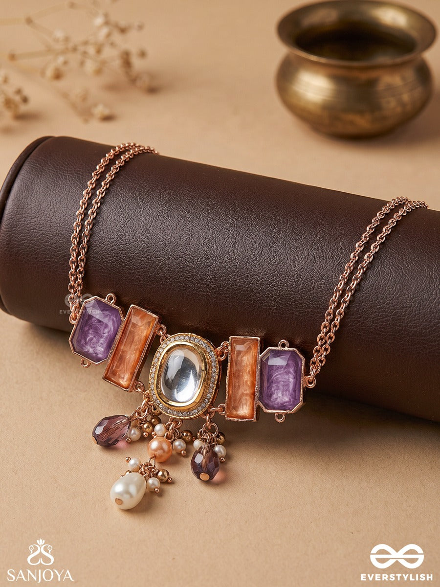 Vasundhara - Earthly Beauty- Earth-Toned Gemstone Necklace With Beads, Kundan And Pearls