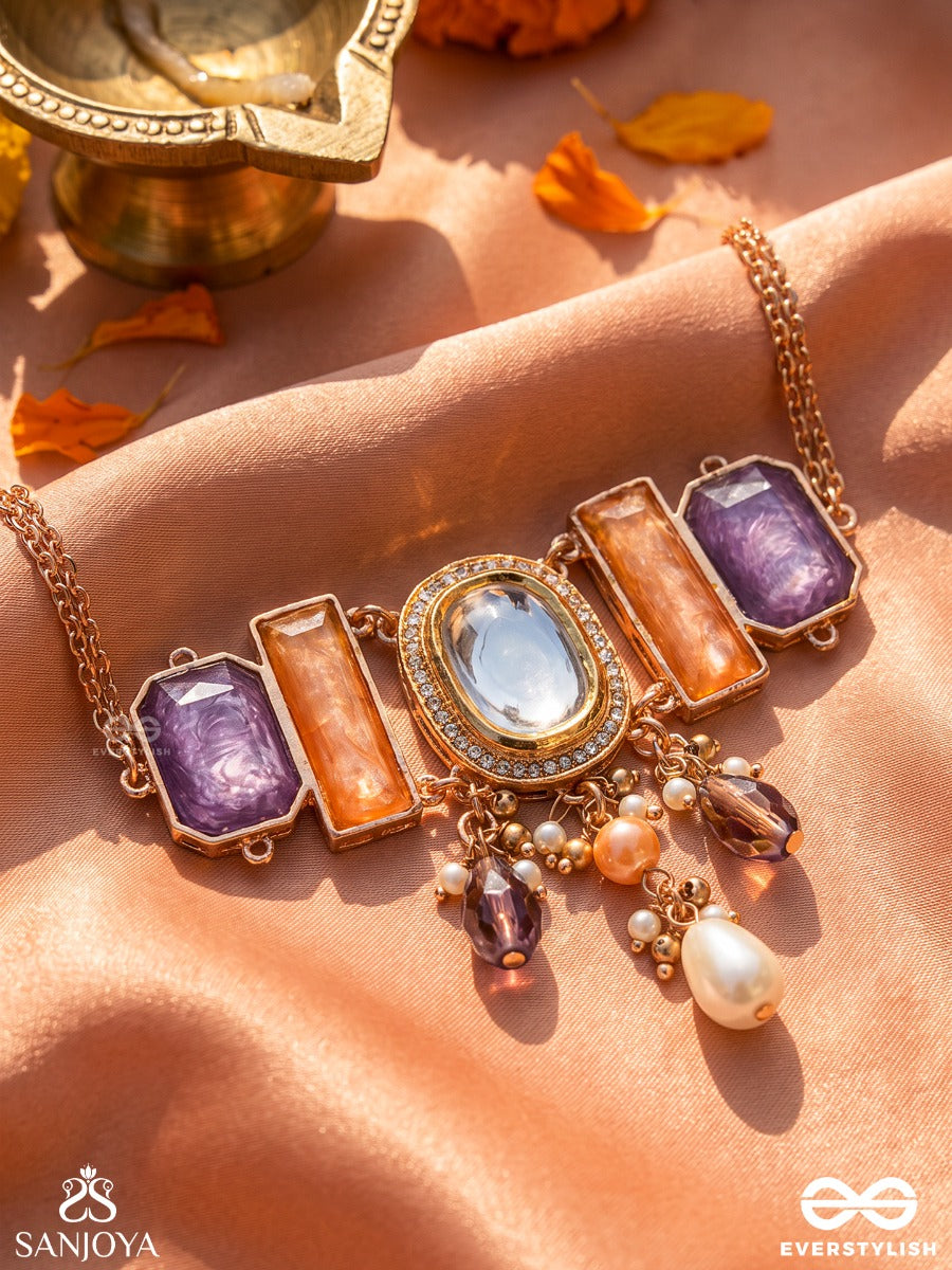 Vasundhara - Earthly Beauty- Earth-Toned Gemstone Necklace With Beads, Kundan And Pearls