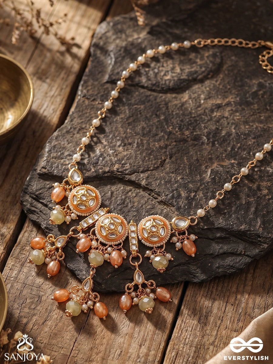 Ragtanika - Colored Composition- Heritage Style Kundan Neckpiece With Pearls And Beads