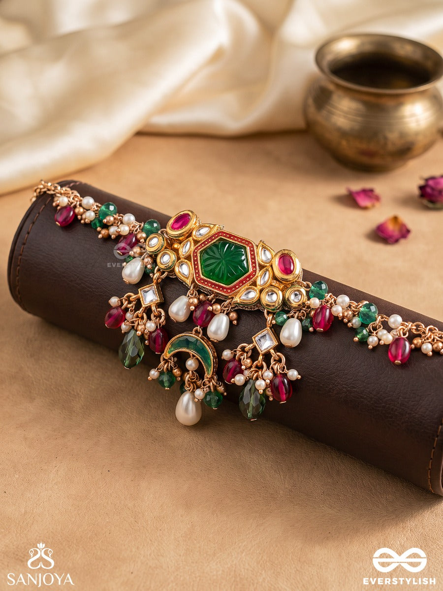 Hararasa - Essence Of Green- Kundan Neckpiece With Pearls, Beads And Gemstone