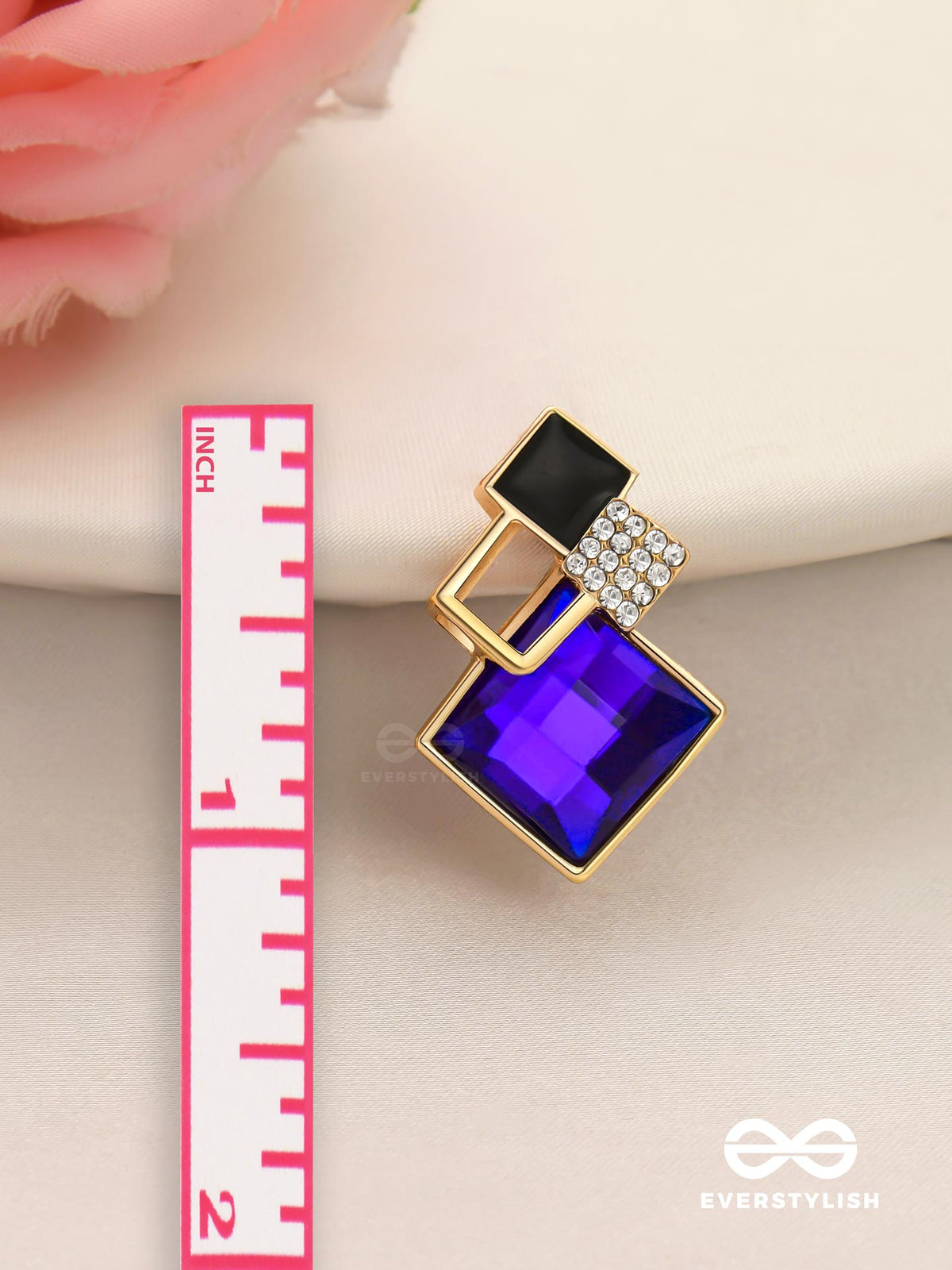 Midnight Glint- Vibrant Blue Gem Geometric Earrings