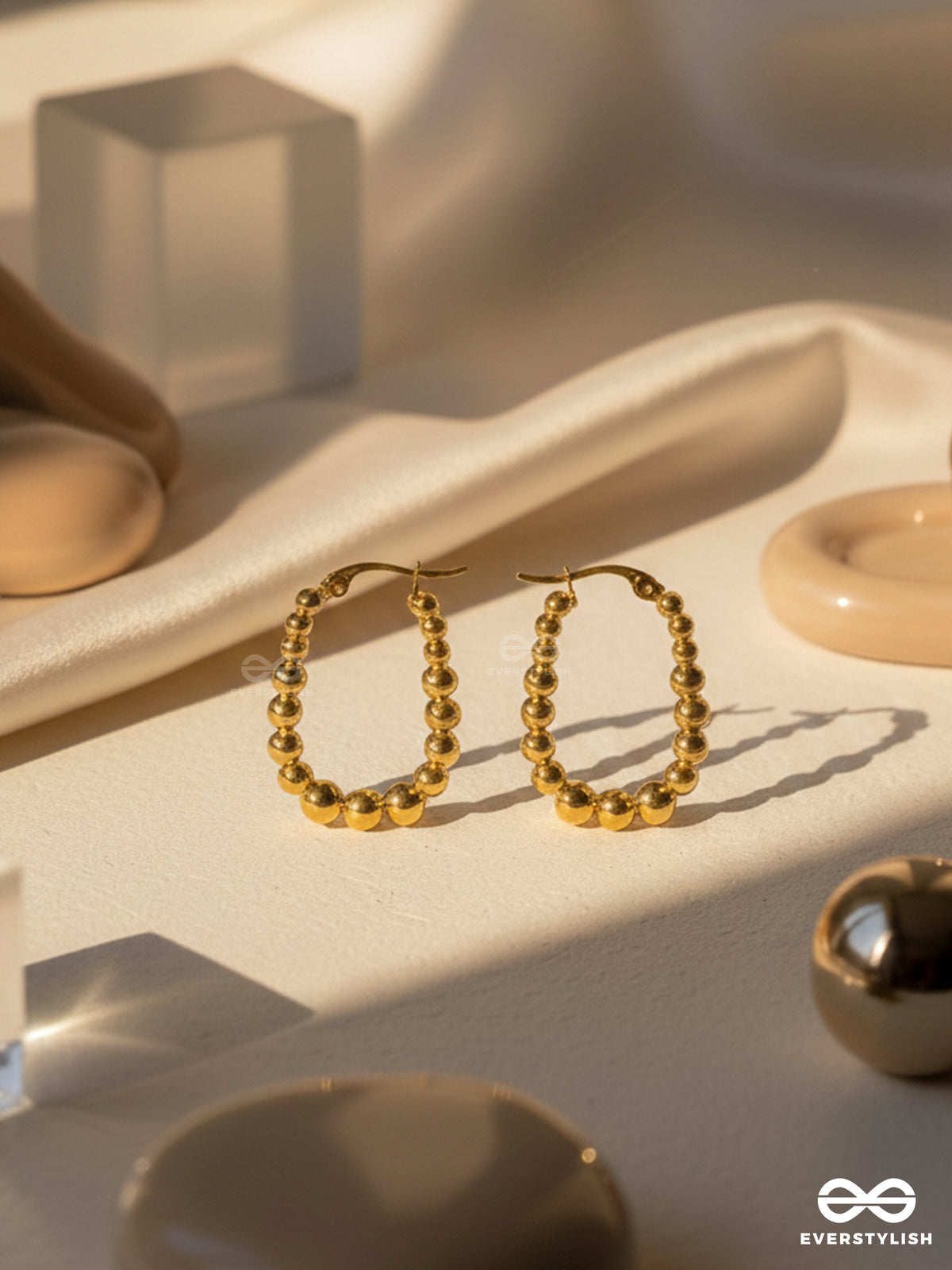 Sunburst Hoops - Delicate Drop-Shaped Stainless Steel Earrings