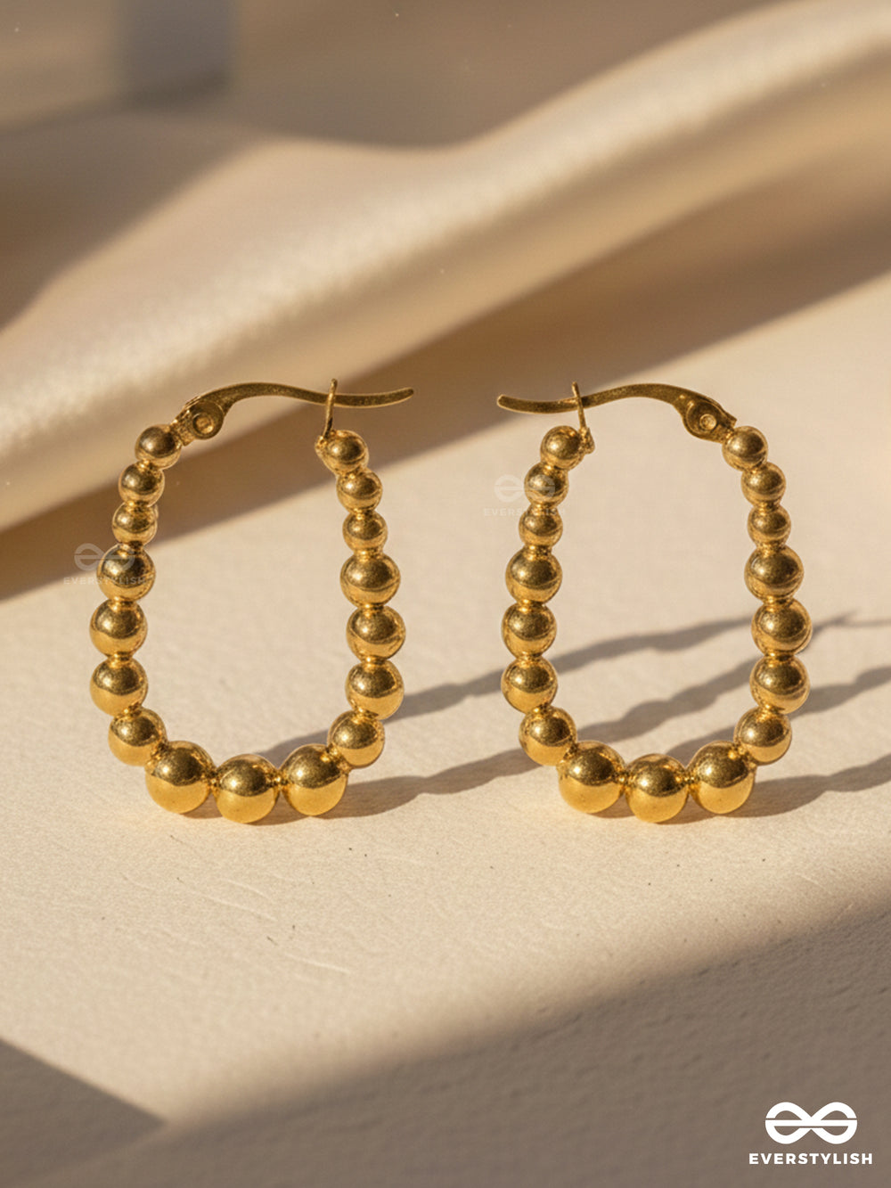 Sunburst Hoops - Delicate Drop-Shaped Stainless Steel Earrings
