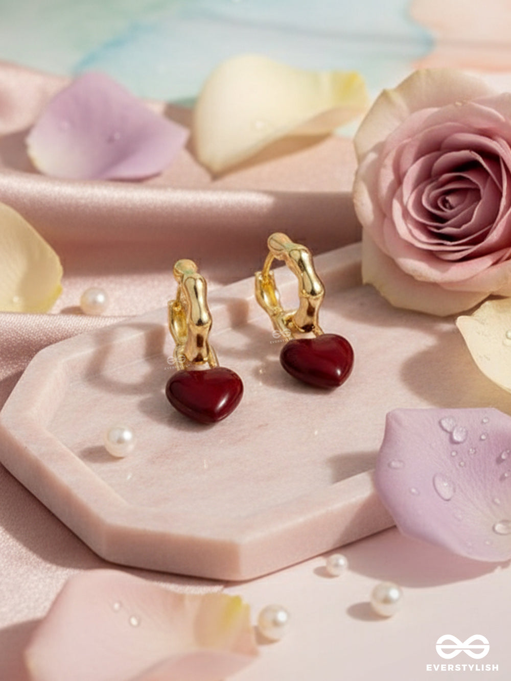 Heartlink Drops- Dainty Gold Tone Earrings