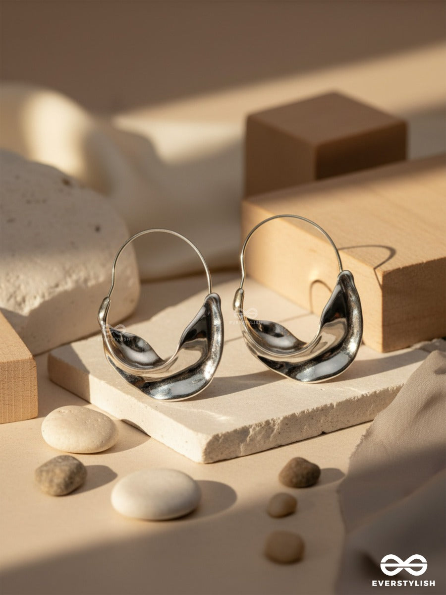 Silver Drift- Sculpted Silver Hoops With A Fluid