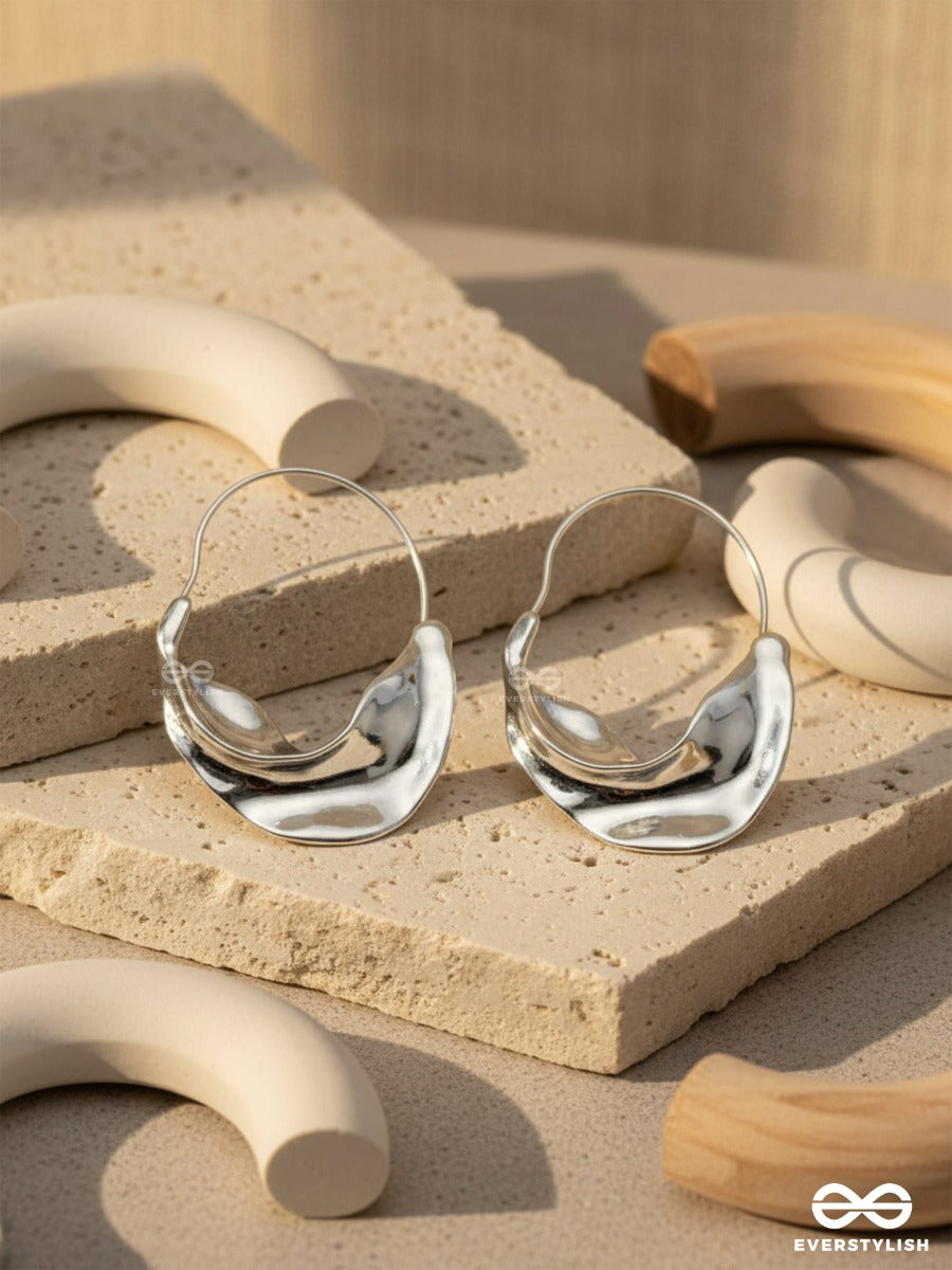 Silver Drift- Sculpted Silver Hoops With A Fluid