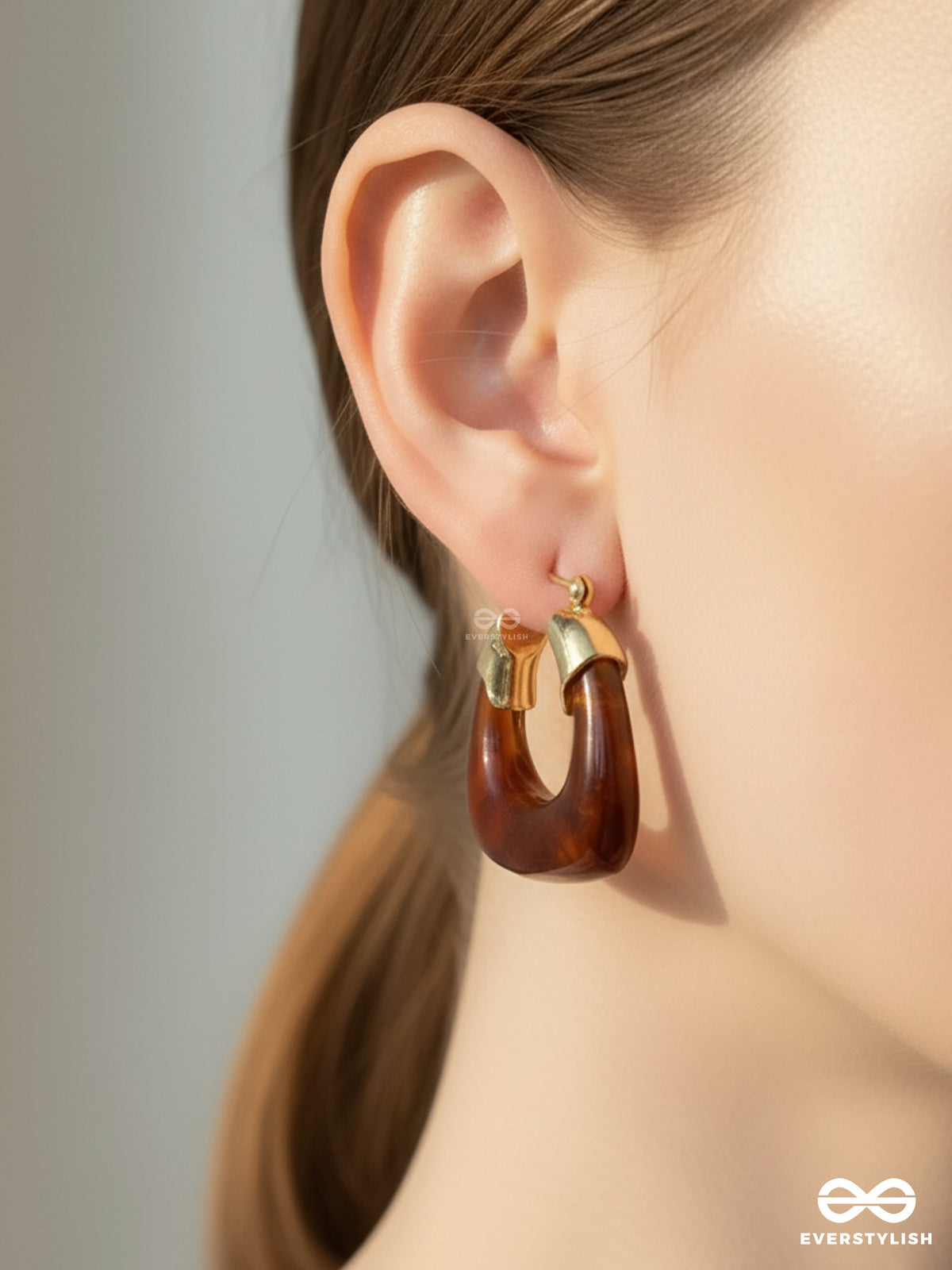 Amber Arc- Rich Brown Resin Hoops
