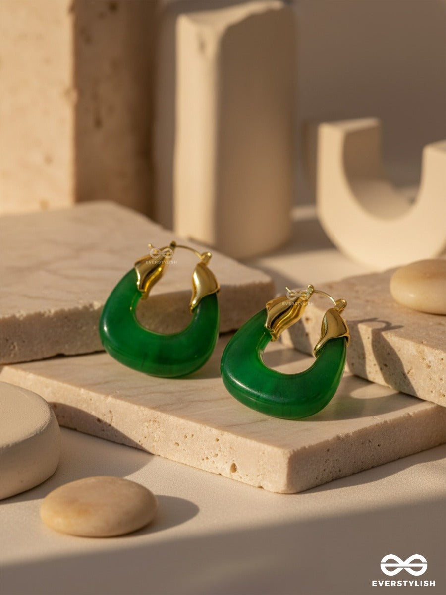 Emerald Embrace- Translucent Green Hoops