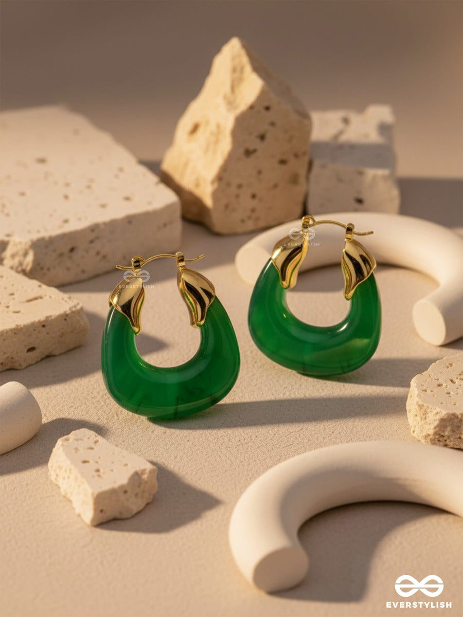 Emerald Embrace- Translucent Green Hoops