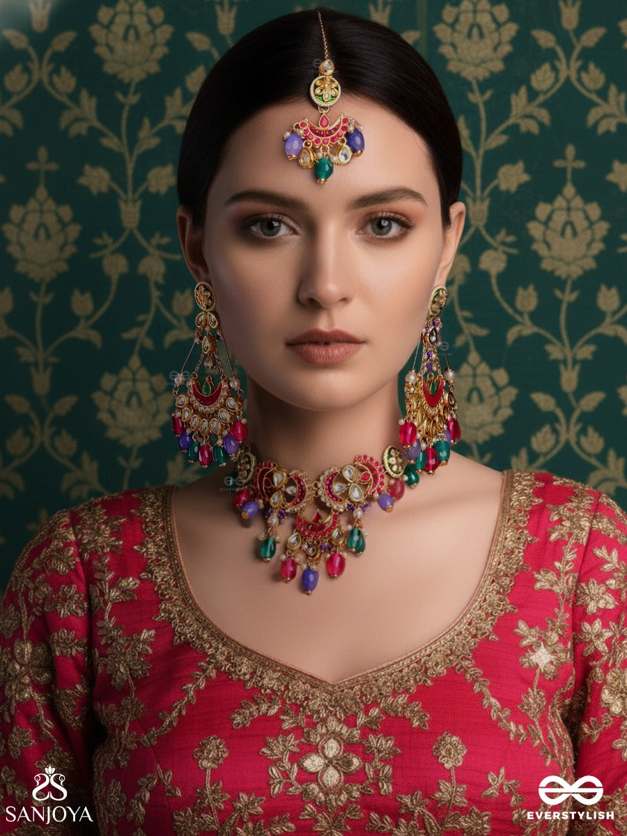 Rangamaya - Filled With Colors - Intricate Kundan Set With Neckpiece, Earrings And Maangtika