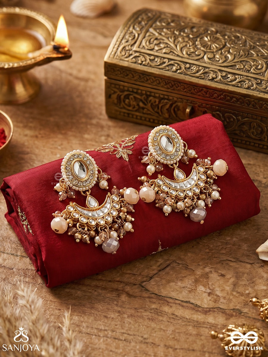 Swarnika - Golden Glimmer - Kundan Chandbali With Lustrous Pearl Drops