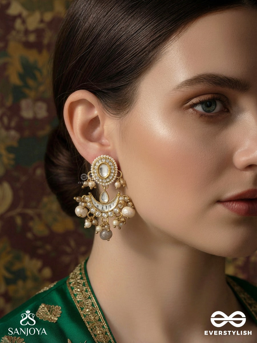 Swarnika - Golden Glimmer - Kundan Chandbali With Lustrous Pearl Drops