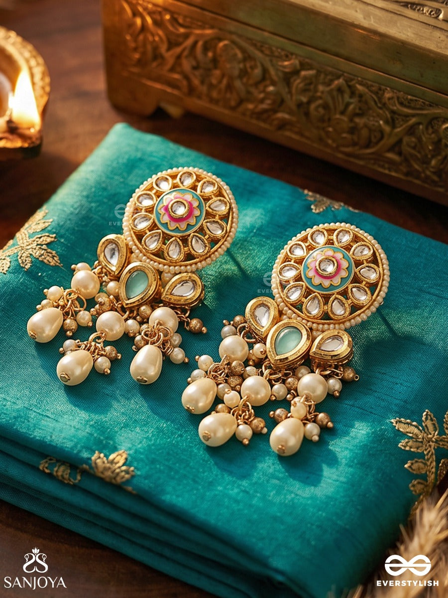 Taralprabha - Liquid Radiance - Ornate Earrings With Gemmed Motifs And Multi-Drop Accents