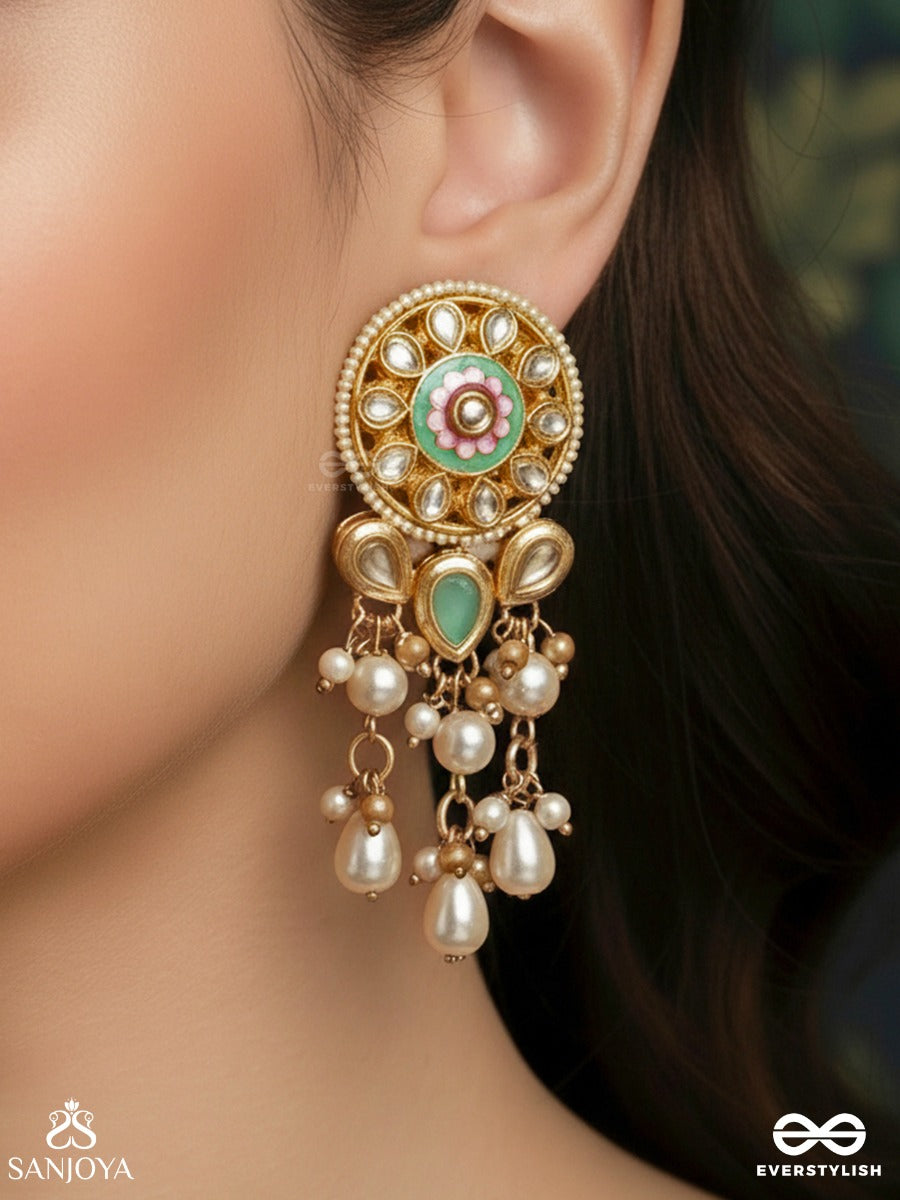 Taralprabha - Liquid Radiance - Ornate Earrings With Gemmed Motifs And Multi-Drop Accents