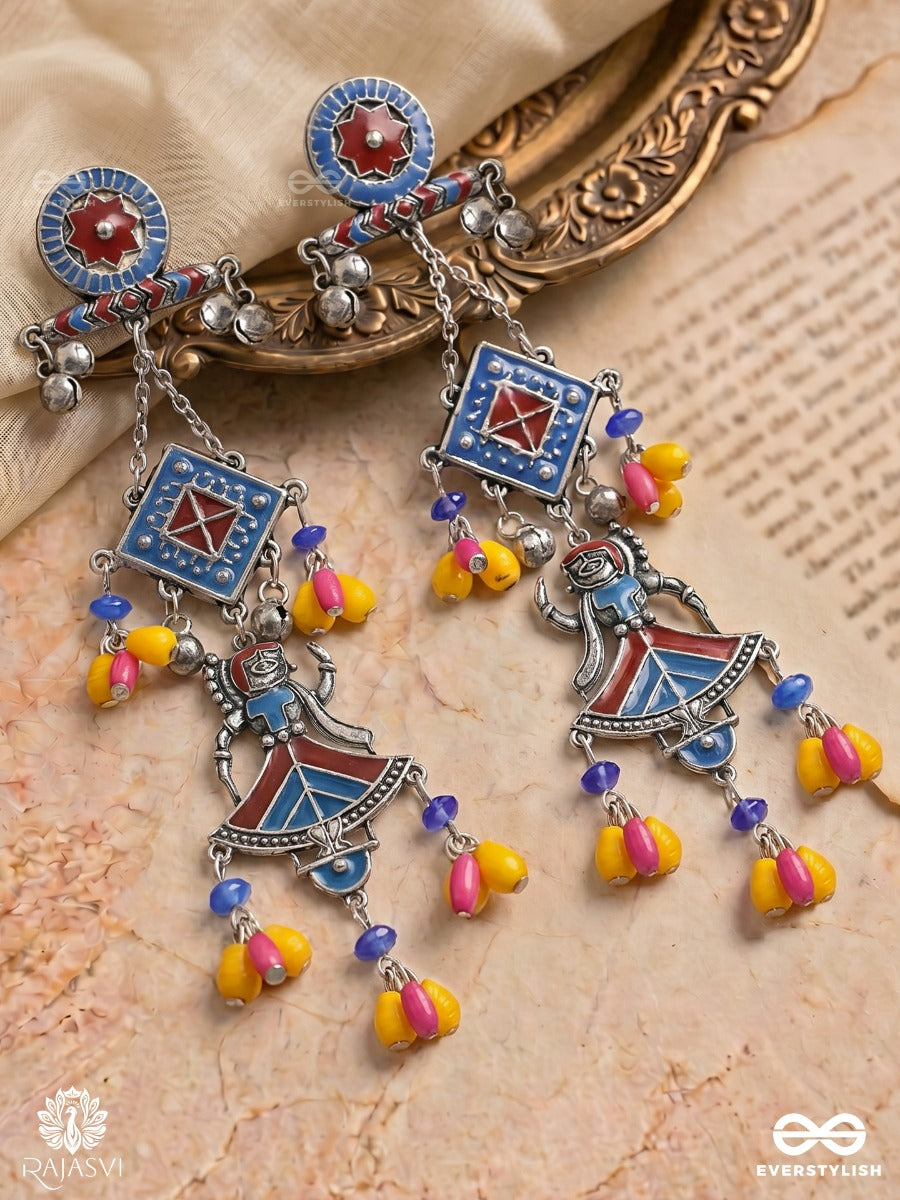 Rangriti- Multicoloured Oxidised Jodhpuri Jhumkas