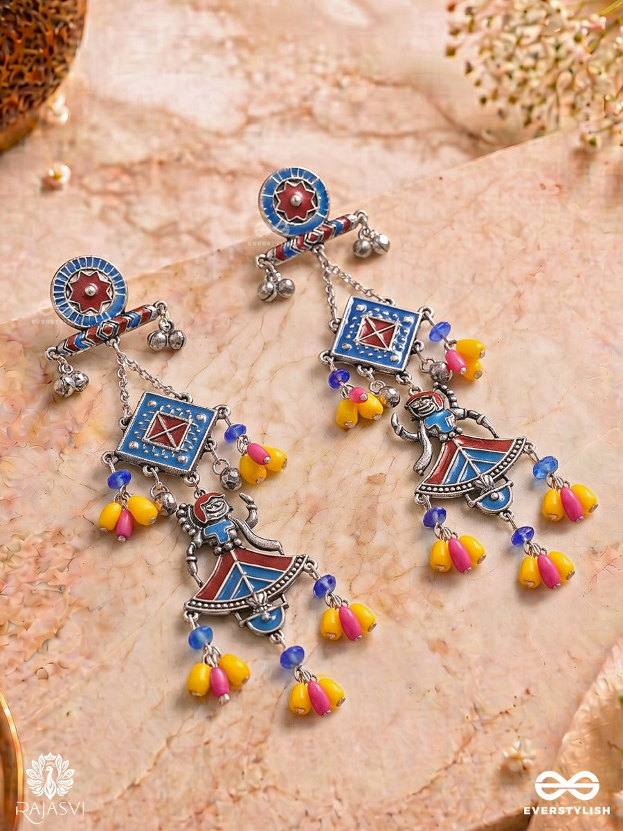Rangriti- Multicoloured Oxidised Jodhpuri Jhumkas