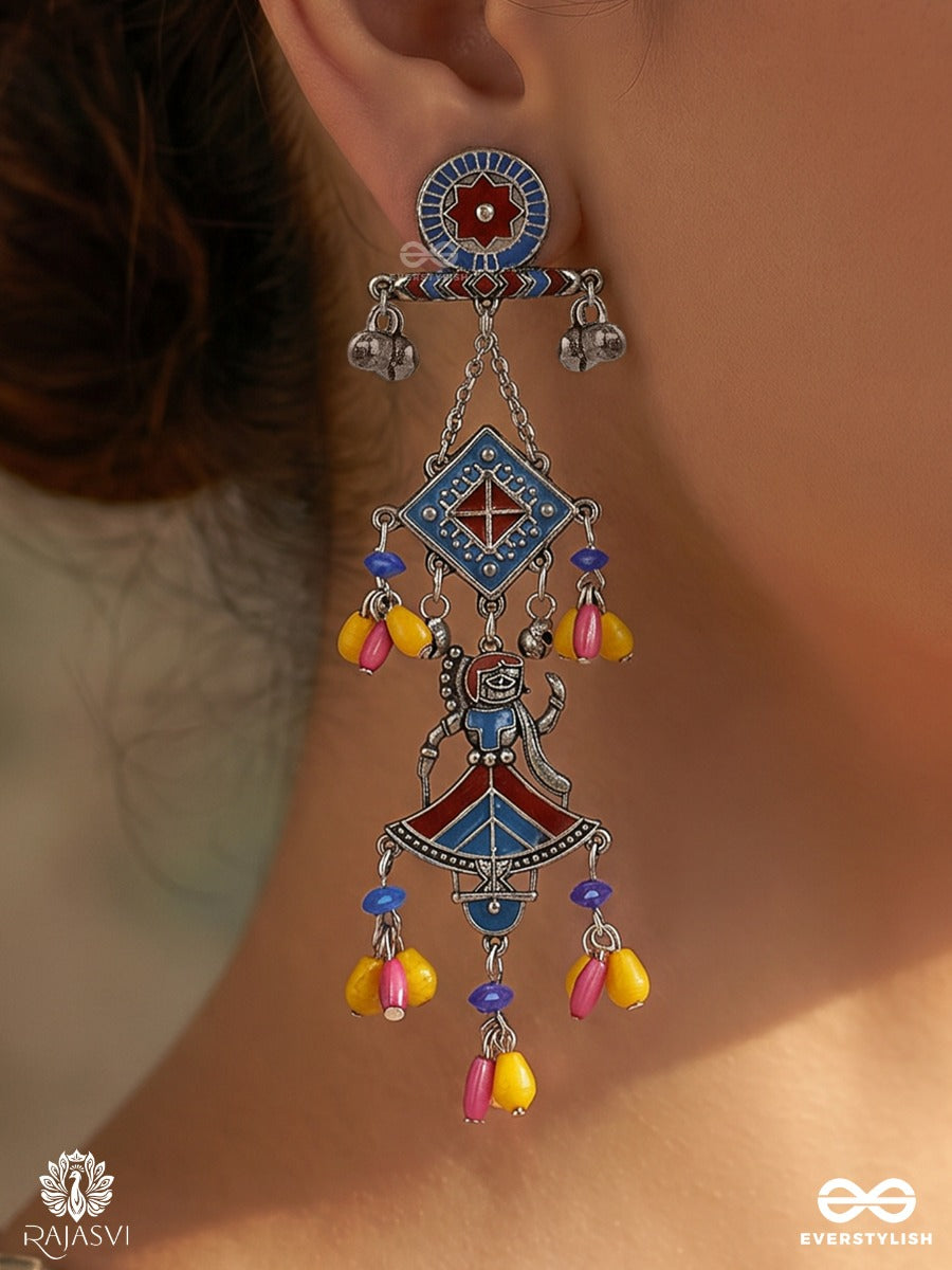 Rangriti- Multicoloured Oxidised Jodhpuri Jhumkas