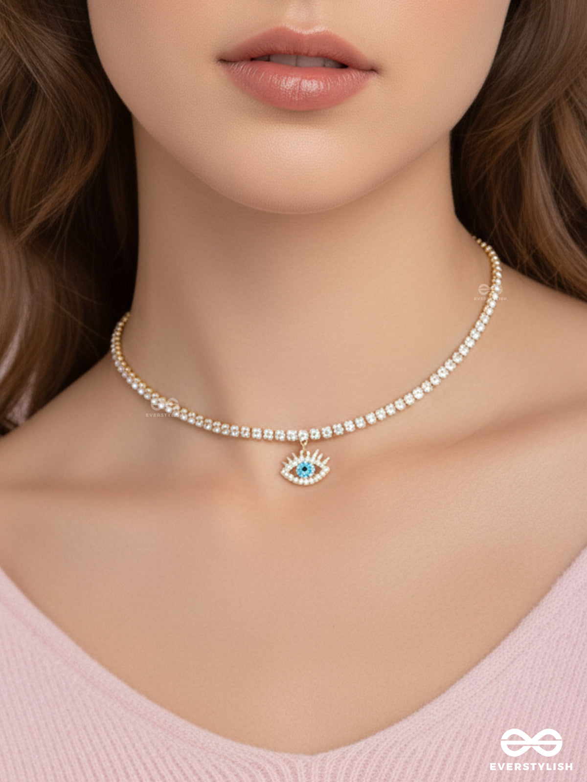 Evil Eye Spark- Dainty Choker With Crystals