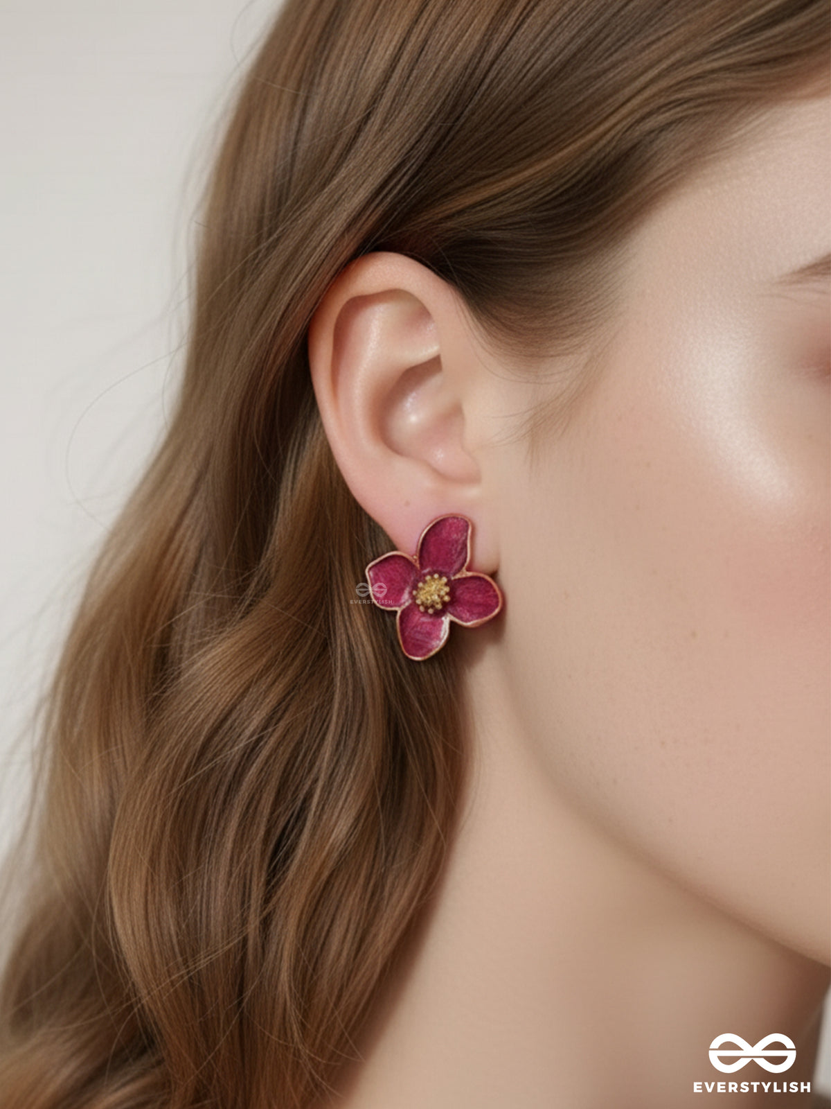 Rose Glow- Vibrant Petal Stud Earrings