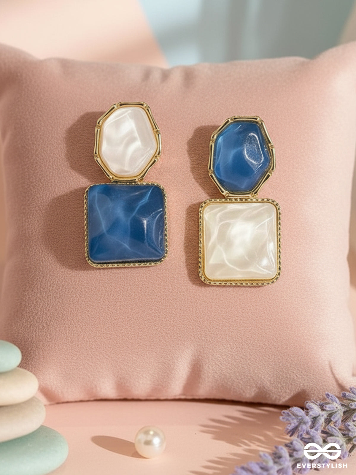 Ocean Duet- Glossy Colorblock Earring