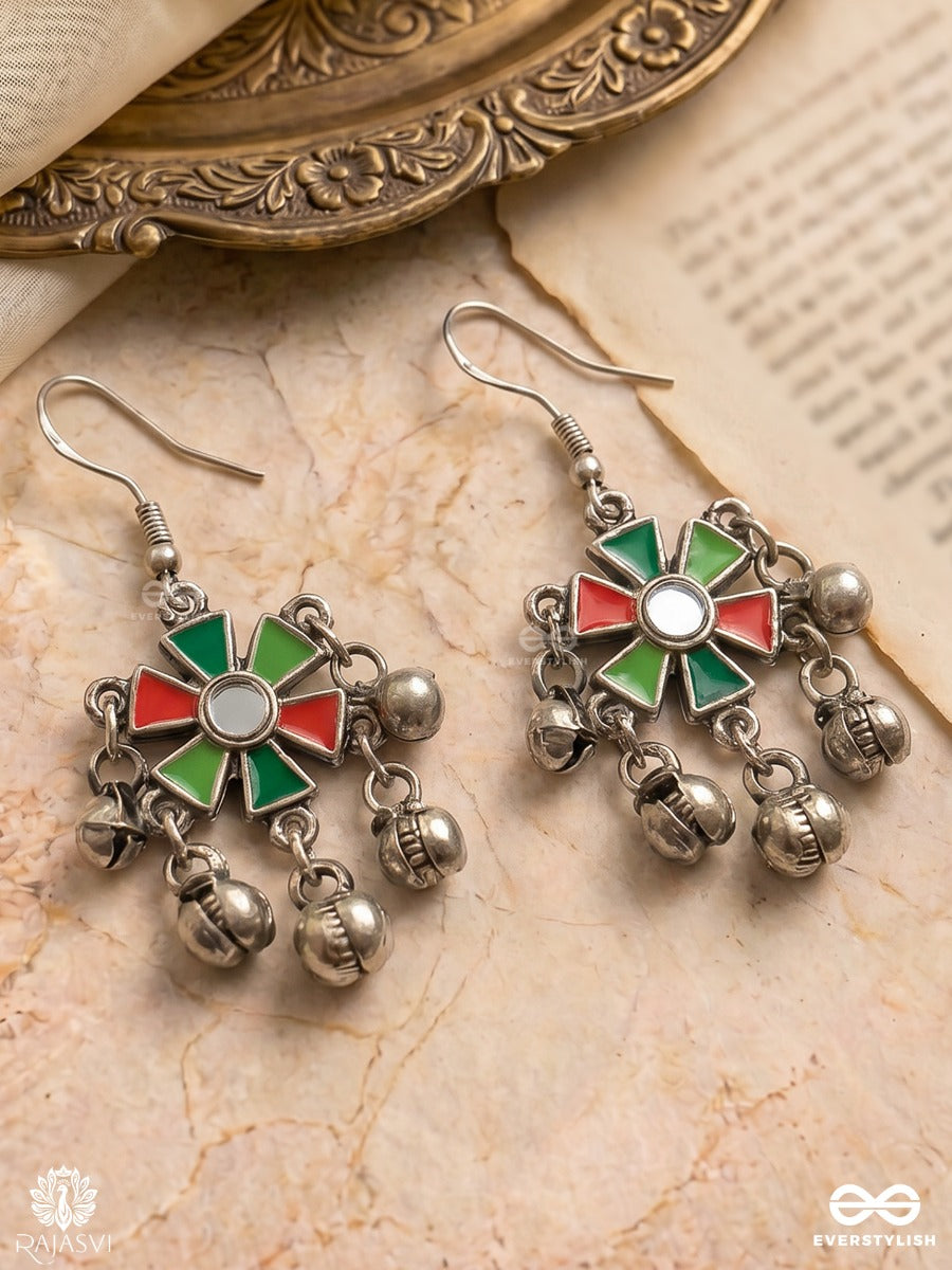 Rustic Bloom - Oxidised Flower Drop Earrings