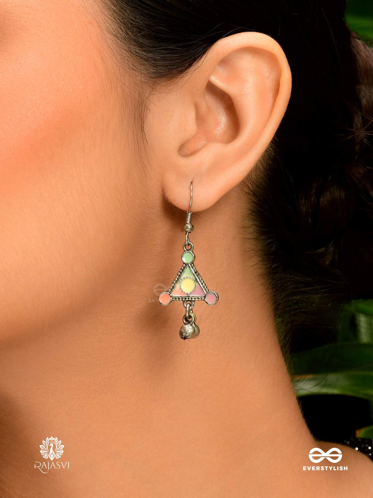 Mystic Prism - Pastel Enamelled Oxidised Earrings