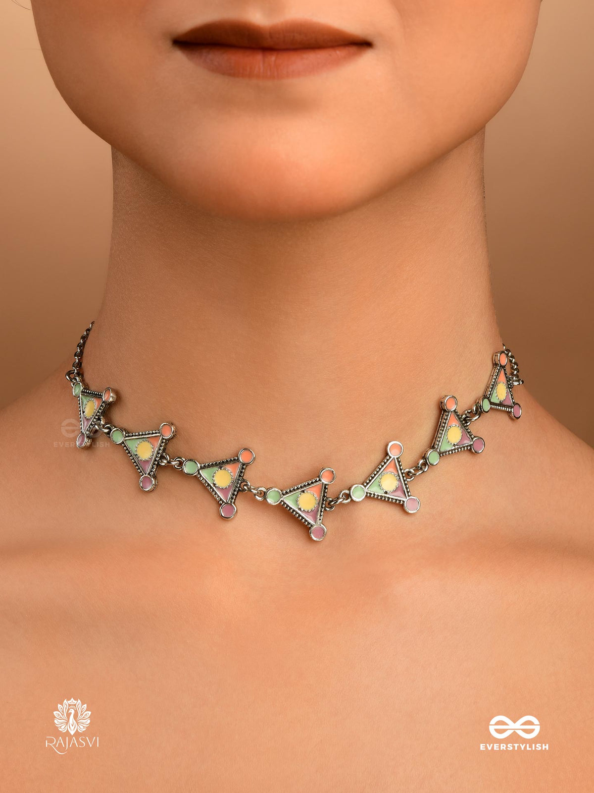Tribal Triad - Multicolour Enamel Neckpiece