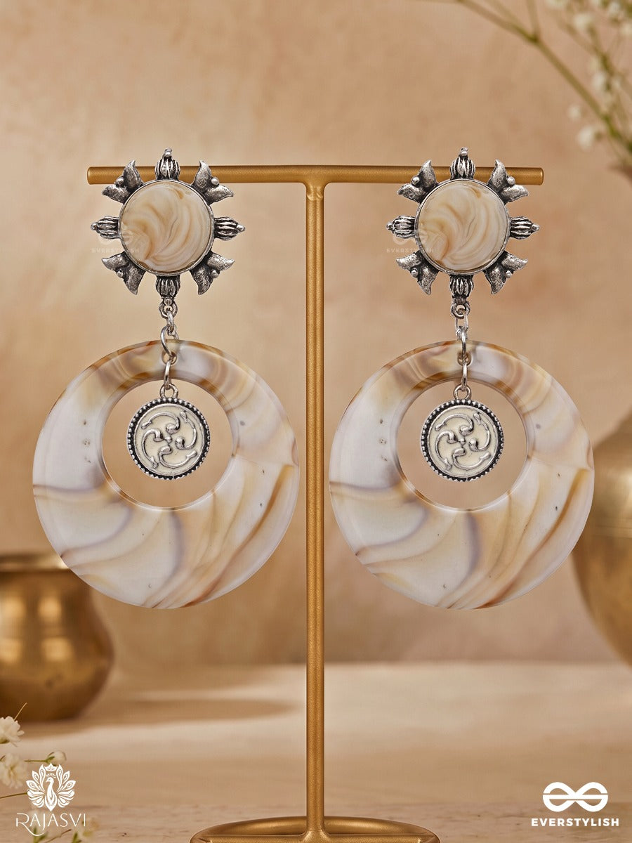 Coin Halo- Boho Hoop Sandstone Earrings