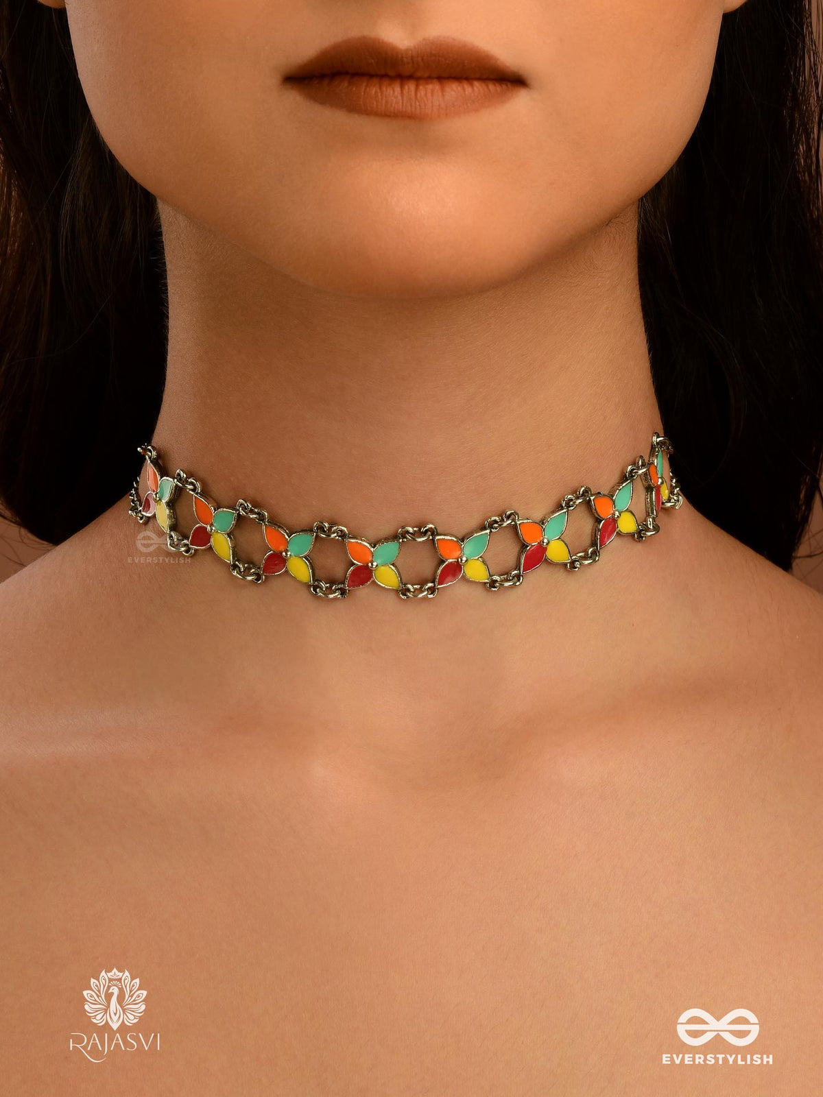 Color Whirl - Vibrant Floral Motif Choker