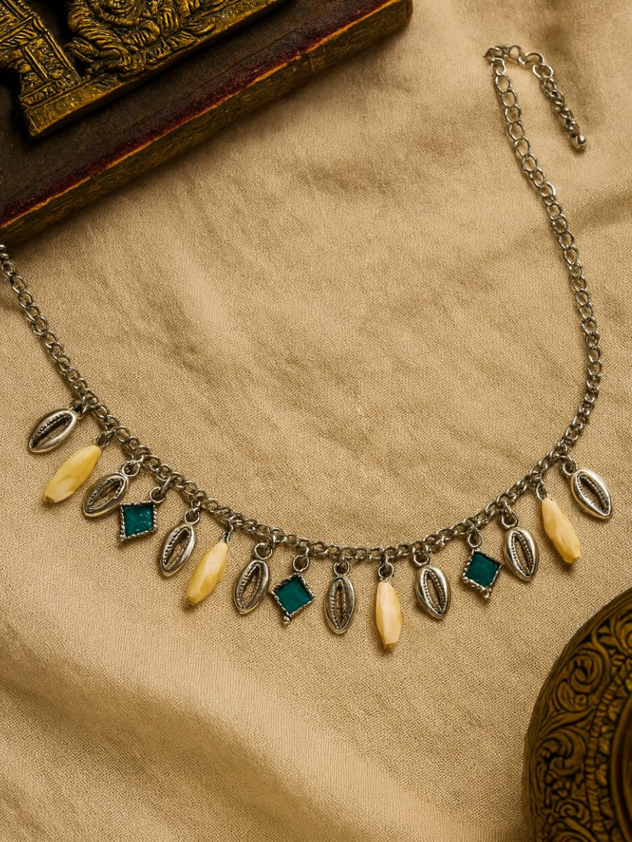 Sea Spell - Enamelled Boho Sandstone Necklace