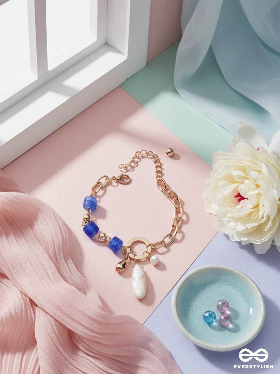 Tidal Gleam- Beaded Golden Sandstone Bracelet