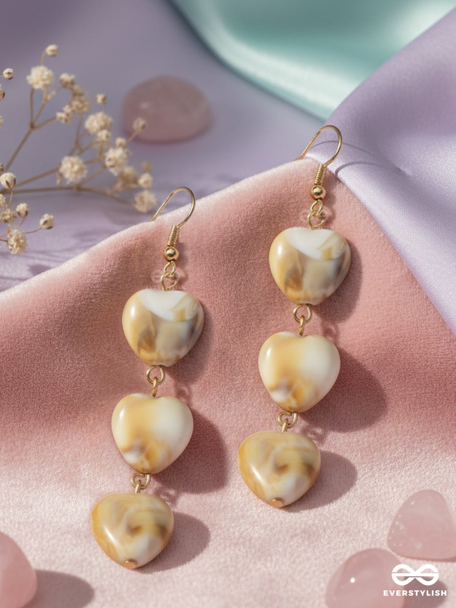 Sandy Hearts - Earthy Tone Heart Drop Sandstone Earrings