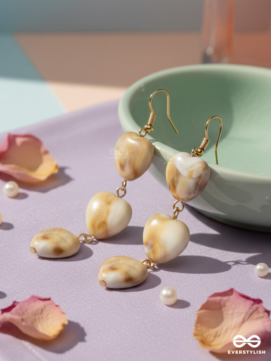 Sandy Hearts - Earthy Tone Heart Drop Sandstone Earrings
