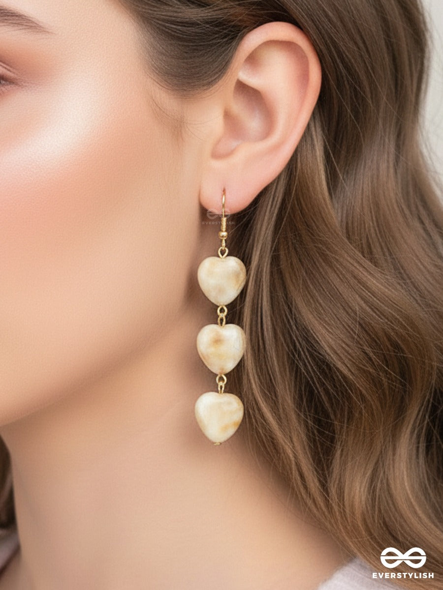 Sandy Hearts - Earthy Tone Heart Drop Sandstone Earrings