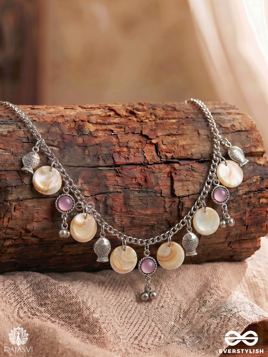 Ocean Charm - Oxidised Necklace With Charms