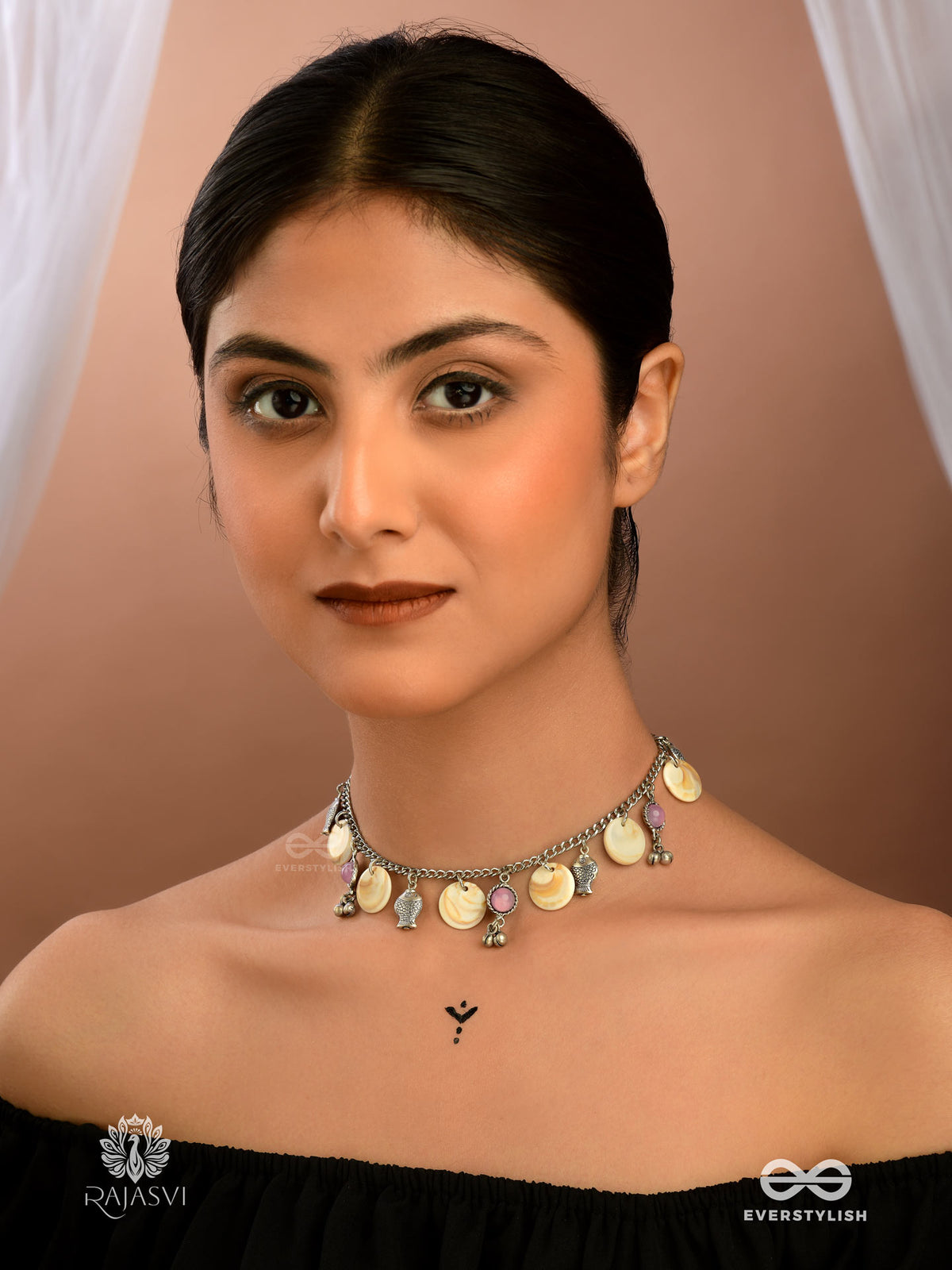 Ocean Charm - Oxidised Necklace With Charms