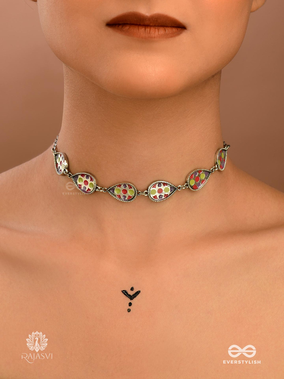 Rainbow Beat - Oxidised Enamelled Choker